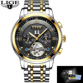 Naujas 2018 LIGE Prekės ženklo Žiūrėti Vyrų Top Prabangus Automatinis Mechaninis laikrodis Vyrams, Nerūdijančio Plieno Laikrodis Verslo Laikrodžiai Relogio Masculino images