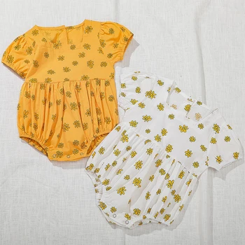 Naujas 2020 metų Vasaros Kūdikiams korėjos Baby Girl Daisy Gėlių vientisas Drabužius Bamblys Merginos Romper darbo drabužiai Vaikams, Drabužiai images