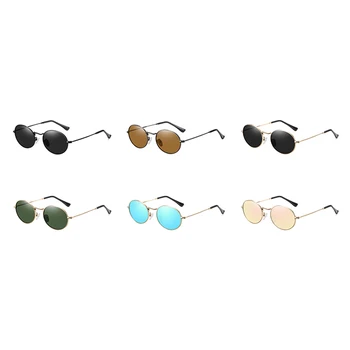 Peekaboo mažas ovalo formos akiniai nuo saulės šviesą moteris metalinis rėmas 2020 žalia poliarizuoti saulės akiniai vyrams veidrodis objektyvas uv400 derliaus images