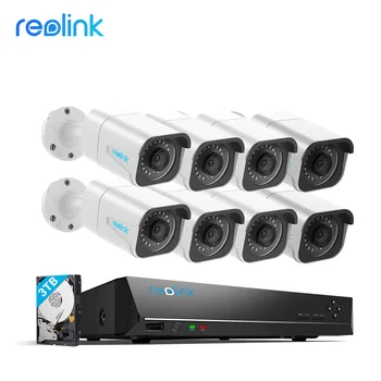 Reolink 8MP IP kamerų Komplektas 4K Ultra HD 16ch PoE NVR & 8 VNT PoE Kameros, Stebėjimo NVR Kit 3TB HDD RLK16-800B8 images