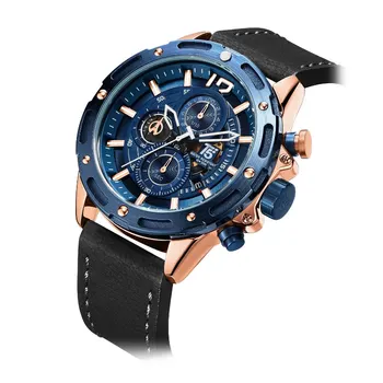 Rose aukso mėlyna Odinis Dirželis T5 Prabangos prekės ženklo vyras Kvarco Chronograph Mens Vandeniui Žiūrėti Sporto Laikrodžiai Laikrodžiai Vyrams images