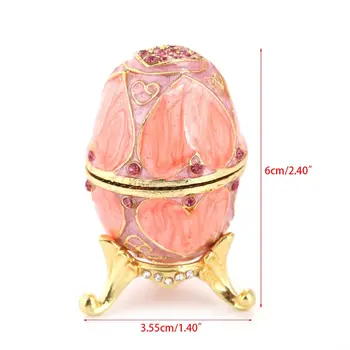 Rožinė Faberge Kiaušinių Rankomis Dažyti Papuošalai Pakabukas Dėžutė Dovana Velykų Namų Dekoro images