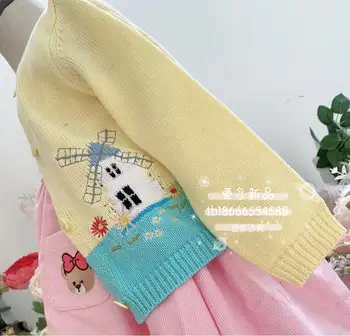 Rudenį, žiemą Siuvinėti gėlių mezgimo cardigan megztinis kūdikių mergaičių megztinis kailis mygtukai vaikams images