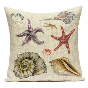Shell koralų seahorse derliaus dekoratyvinių medvilnės skalbiniai, pagalvės, pagalvėlės dangtis sofa namų kambarį užvalkalas images