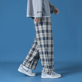 SingleRoad Mens Sweatpants Vyrų 2021 M. Pavasarį Pledas Baggy Poilsiu Japonijos Streetwear Kelnės Atsitiktinis Mėlyna Haremo Kelnės Vyrams images