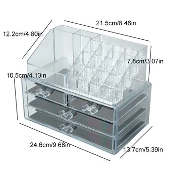 Skaidraus Plastiko Namų Stalčių Stalas Desktop Storage Box Organizatorius Skaidraus Akrilo Makiažas Makiažas Organizatorius Kosmetikos images