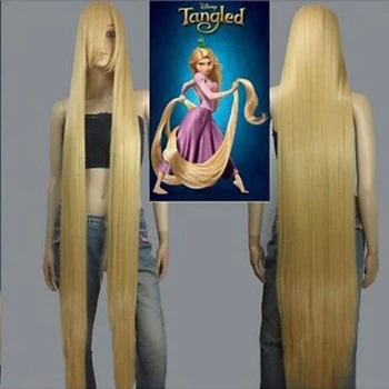 Susivėlęs Princesė Filmas Rapunzel Cosplay Perukas 150cm Aukso Ilgi Tiesūs Karščiui Atsparių Sintetinių Plaukų Perukai +Perukas Bžūp images