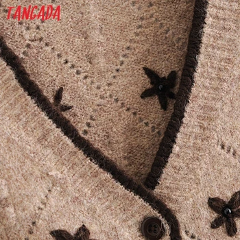 Tangada Moterims, Elegantiška Siuvinėjimas Tuščiaviduriai Iš Cardigan Vintage Megztinis Lady Mados Negabaritinių Megzti Megztinis Kailis 3H97 images