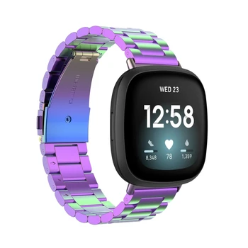Universalus Pakeitimo Nerūdijančio Plieno Metalo Dirželis Žiūrėti Juostos Fitbit Versa 3 / Prasme Smartwatch Apyrankė images