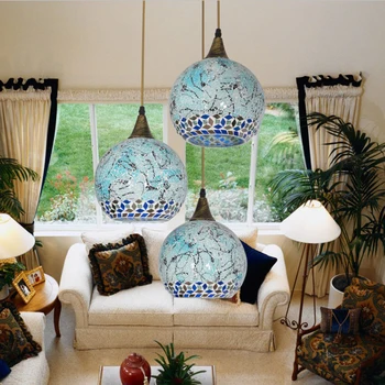 Viduržemio jūros Bohemiškas stilius stiklo lempų gaubtų pakabukas šviesos Sustabdytas Šviestuvas, koridoriaus, miegamojo lempa images