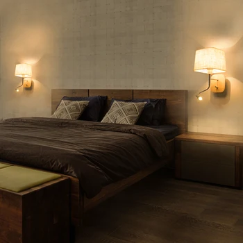 Šiuolaikinės paprasta medienos menas interneto įžymybė, naktiniai staleliai, lempa Japonų stiliaus šiltas, su LED reguliuojamas miegamojo sienos lemputė su jungikliu images
