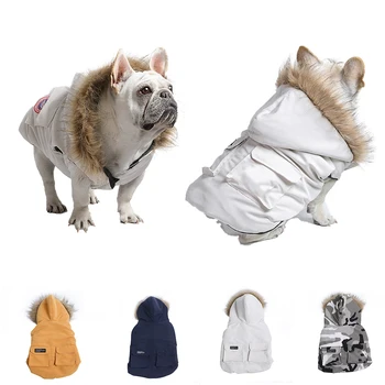 Žiemos Parko Snowsuit Dizaineris Šunų Hoodie Drabužius Smulkaus Ir Vidutinio Šuo Naminių Gyvūnėlių Šuniuką Prabangių Paltų Pug Striukė Prancūzų Buldogas Apranga images
